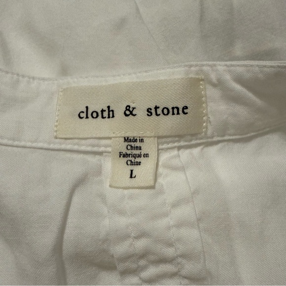 CLOTH & STONE White Popover Long Sleeve Blouse Size L - Picture 4 of 9